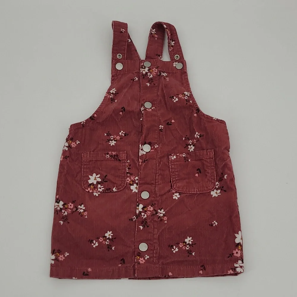 The Children's Place Pink Floral Corduroy Overall/Dress‎ Size 4T